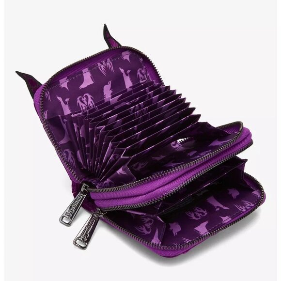 Loungefly Disney Maleficent Wallet Sleeping Beauty Villain Velvet Zip Around New - Picture 4 of 4